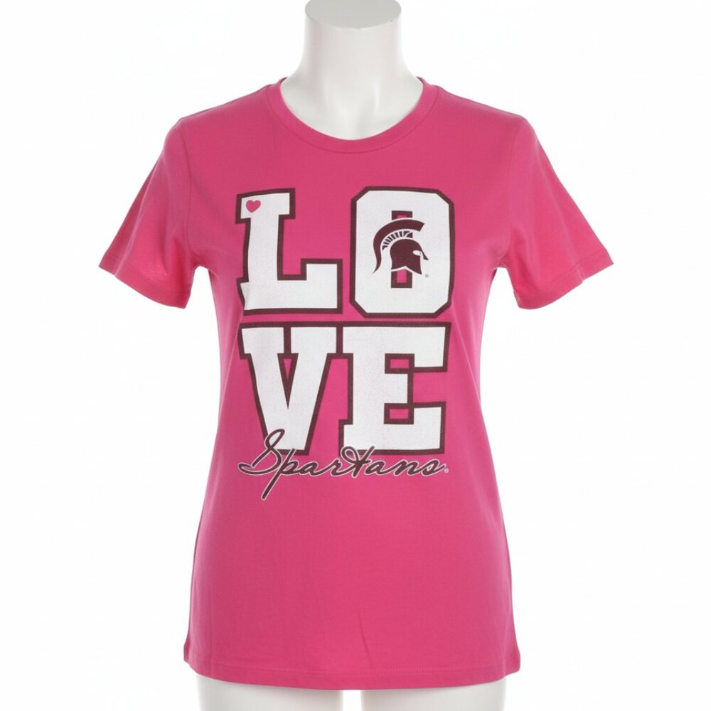 Michigan State University Women's Collegiate Size M T-shirt Pink White medium